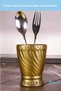 Countertop Spoon Holder Decorative Vertical Spoon Holder Cylinder Spoon Holder Antique Gold Color Model 14 - 3