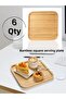 6 Pieces Bamboo Square Serving Plates, Presentation Set (20x20 cm)