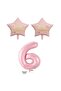 White Renaissance Pink Numeral Star Balloon Set for Age 6