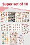 10 Sheets Flower and Vintage Sticker Set-Planner Suitable Set for Agenda Bullet Journal