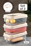 3 Pieces 5 Liter Multibox Storage Container Box Sliding Lid - Beige Fma007641