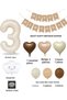 Retro Birthday Set for 3 Years Old Cream Number Foil Banner Cloud Foil Balloon Balloon Band Gift - 3