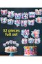 Kuromi-32 Piece Cute Butterfly Themed Giant Birthday Decoration Banner Cake Toothpick Cupcake Decoration Set