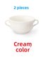 Cream Color Double Handle Soup Bowl Porcelain Soup Bowl 12 cm 350 Cc 2 Pieces