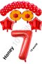 Bal10 Red Number Soccer Ball Star Foil and Dotted Balloon Set Age 7