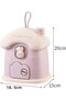 Cute Rabbit Piggy Bank with Key in the Shape of a House Pink 19X20 cm - 3