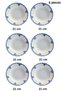 Antique Baby Blue 6-Person 21 cm Special Design Premium Porcelain Deep Meal Plate Set Blue - 4