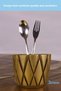 Countertop Spoon Holder Decorative Vertical Spoon Holder Cylinder Spoon Holder Antique Gold Color Model 18 - 3