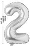 Foil Balloon 2 Number Helium Balloon 36 cm Silver Color - 2 Years Old Balloon - 2 Number Balloon - 16 Inch