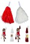 1 Pair of Red and White Pom Poms April 23Rd Celebration Pom Poms White and Red