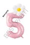Best Pink Number and White Daisy Foil Balloon Set Age 5