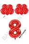 Bal10 Red Number and Red and White Polka Dot Balloon Set Age 8
