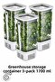 طقم حاويات تخزين Greenery، 3 قطع، سعة 1700 مل، يحافظ على النضارة لفترة طويلة