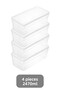 4-Piece Deep Microwave Compatible Food Storage Container - Transparent Lid Organizer Set 2470ml - 2