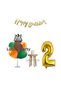 2 Years Safari Themed Minimal Birthday Party Set Zebra Foil Balloon Balloon Stand Gold Number Foil