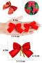 12Pcs Red Christmas Pine Tree Bow Ribbon New Year Christmas Party Decoration Ornaments 7.5x5cm - 2