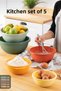 5 Piece Round Mixing Bowl Set - Multipurpose Colorful 5 Different Sizes Basin Storage Bowl