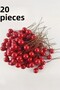 20Pcs Mini Realistic Pearl Fruit Flower Pot Ornament Mini Pearl With Tying Wire Red