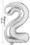 Foil Balloon 2 Number Helium Balloon 76 cm Silver - 2 Years Old Balloon - 34 Inch - 2 Number Balloon