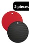 Set of 2 Round Silicone Trivet - Black and Red