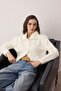 Ekru  Oversize/Geniş Kalıp Crop  Triko Hırka TWOAW26HI00179