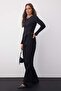 Wardrobe Essentials Siyah Yüksek Bel Kuş Gözü Detaylı Kemerli Wide Leg Palazzo Jeans TWOAW26JE00098 - 2