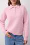 Wardrobe Essentials Pembe Yünlü Basic Geniş Kalıp Özel İplikli Triko Kazak | TWOAW26KZ00072 - 3