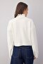 Wardrobe Essentials Ekru Geniş Kalıp Yumuşak Dokulu Crop/Kısa Triko Kazak TWOAW26KZ00113 - 4