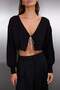 Siyah Süper Crop Basic Fiyonklu Triko Hırka TWOAW24HI00315 - 4