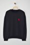 Lacivert Oversize/Geniş Kesim Uzun Kol At Nakışlı Sweatshirt TMNAW24SW00164 - 6