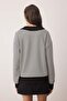 Siyah Çizgili Kalp Nakışlı Regular/Normal Kalıp Örme Sweatshirt TWOAW26SW00003 - 8