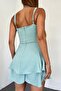Mint Aerobin Fabric Degaje Collar Skirt Flounced Design Strap Jumpsuit 7034 - 3