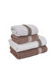 4-Piece Cotton Bath - Hand Towel Set Elvin 70X140Cm X2 / 50X90Cm X2 Brown - White - 2