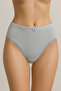 Waist Elastic Leg Lace Perforated Ribbed Panties Set of 5 - 4