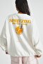 Unisex Oversize Sweatshirt with Orange Goblet Print on the Back, White – Crew Neck, 3 Thread Ribs - 5