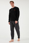 Regular Fit Crew Neck Winter Soft Textured Fleece Pajama Set Men's PAJAMA SET 6096 - 5