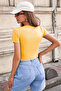 Yellow Camisole Bodycon Printed Crop Slim Fit T-Shirt -Petite - 3