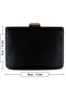 Black Satin Stone Metal Handle Chain Strap Evening Bag - 7