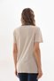 Women's Crew Neck Slogan Printed Contrast Piping T-shirt - 6