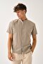 Men's Summer Judge Collar Short Sleeve Buttoned Comfortable Fit 100% Cotton Shirt E212 - 5