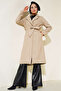 Women's Light Latte Belted Lined Long Oversize Cashmere Coat with Pockets - 4