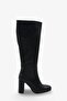 Women's Zippered Thick Heeled Boots Islor Black - 4