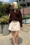 Bitter Brown Crew Neck Thessaloniki Knitted Buttoned Women's Cardigan Mg2487 - 7