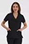 Single Top Special Collar Invisible Zipper Doctor and Nurse Scrubs Uniform Black | BRLMEDİKAGO