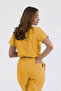 Single Top Special Collar Invisible Zipper Doctor and Nurse Scrubs Uniform Yellow | BRLMEDİKAGO - 6