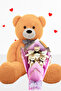 90cm Plush Bear and Lilac Soft Plush Teddy Bear Bouquet Gift for Lover Birthday Special Day Gift Set