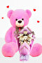 90cm Plush Bear and Lilac Soft Plush Teddy Bear Bouquet Gift for Lover Birthday Special Day Gift Set