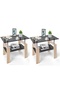 Set of 2 Glass Coffee Table 2 Tempered Glass Tabletop & Stainless Steel Tube