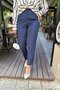 Navy Blue High Waist Fabric Trousers