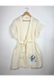 Ecru Color Low Sleeve Muslin Kimono with Cancer Design - 6